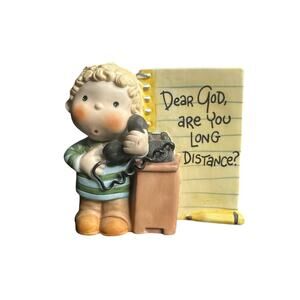 Dear God Kids Boy and Phone Figurine 1982